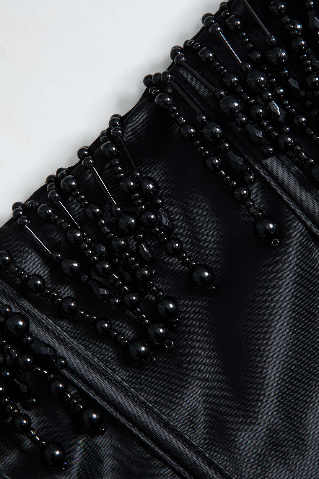 Pearl braided eyelet corset midi dress