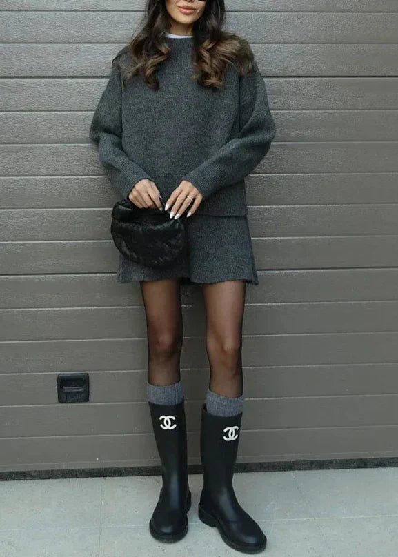 Knitted skirt & sweater set