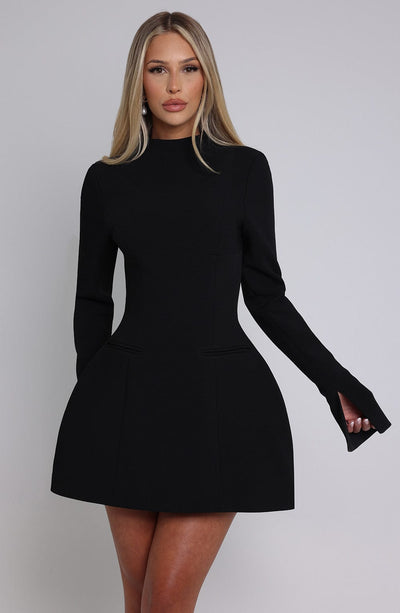 Round neck long sleeve dress